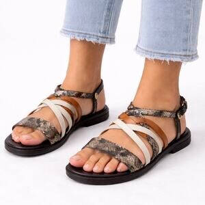 Cole Haan Francie Slingback Flat Sandal Animal Print Size 6.5M